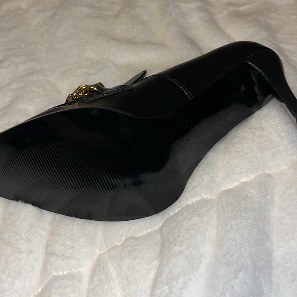 Elegant Black High Heels with Gold Chain Detail BIBERON Size 9.5 - Picture 8 of 8